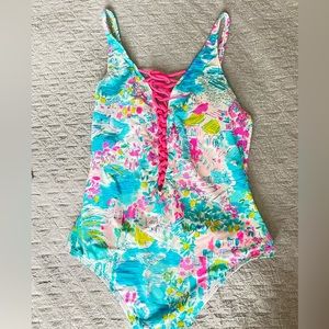 Lilly Pulitzer Isle Lattice Postcard from Postiano One Piece Swimsuit